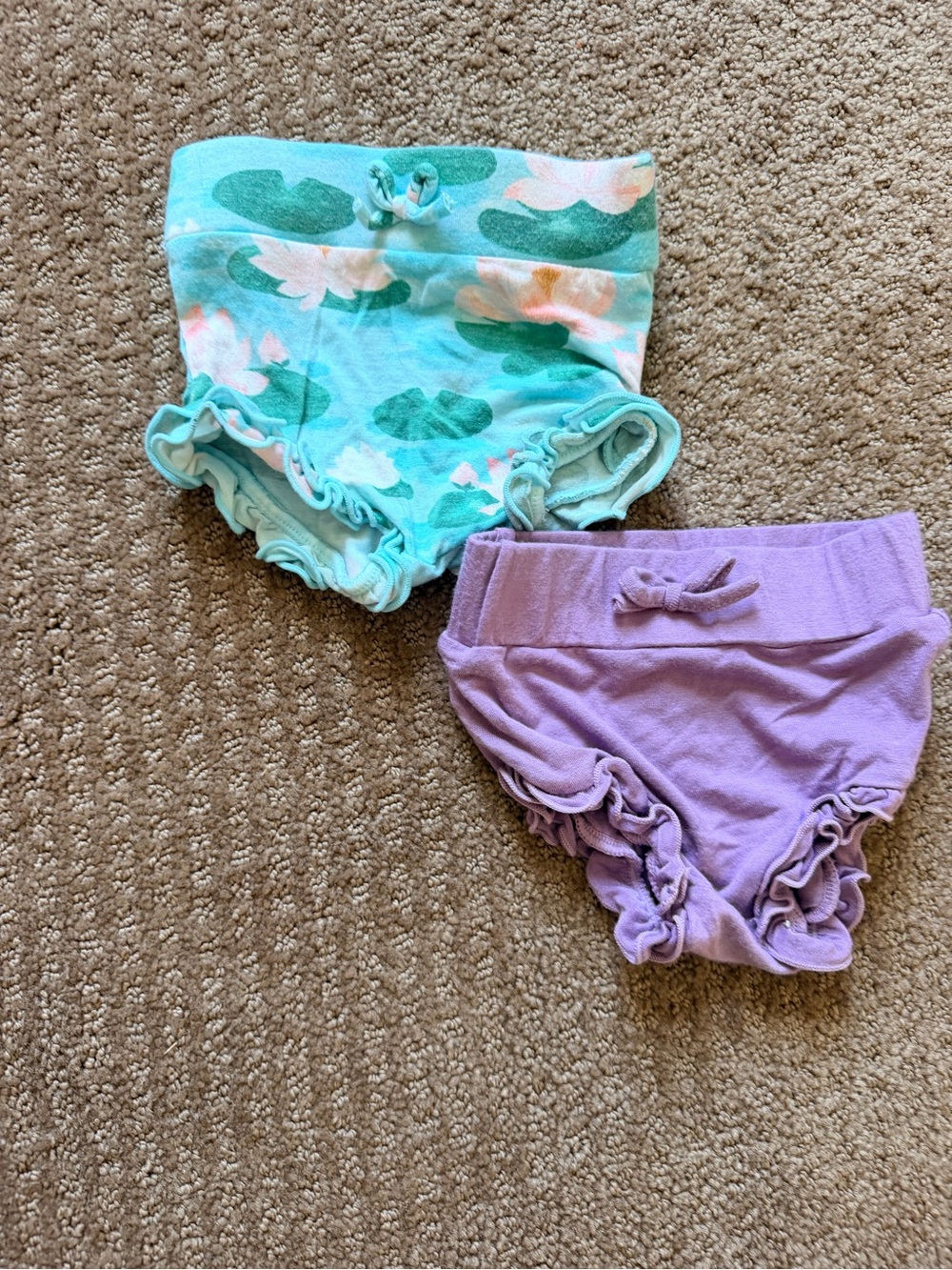 Angel Dear Mint Floral & Lavender Ruffle Shorts Set